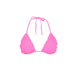 Lettuce Edge Bralette Bikini Top - Pink Diva