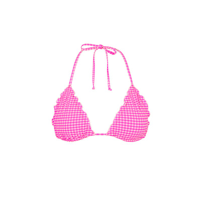 Lettuce Edge Bralette Bikini Top - Pink Diva