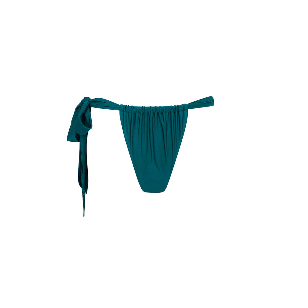 Soft Tie Ruched Thong Bikini Bottom - Laguna Haze