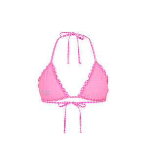 Lettuce Edge Bralette Bikini Top - Pink Diva