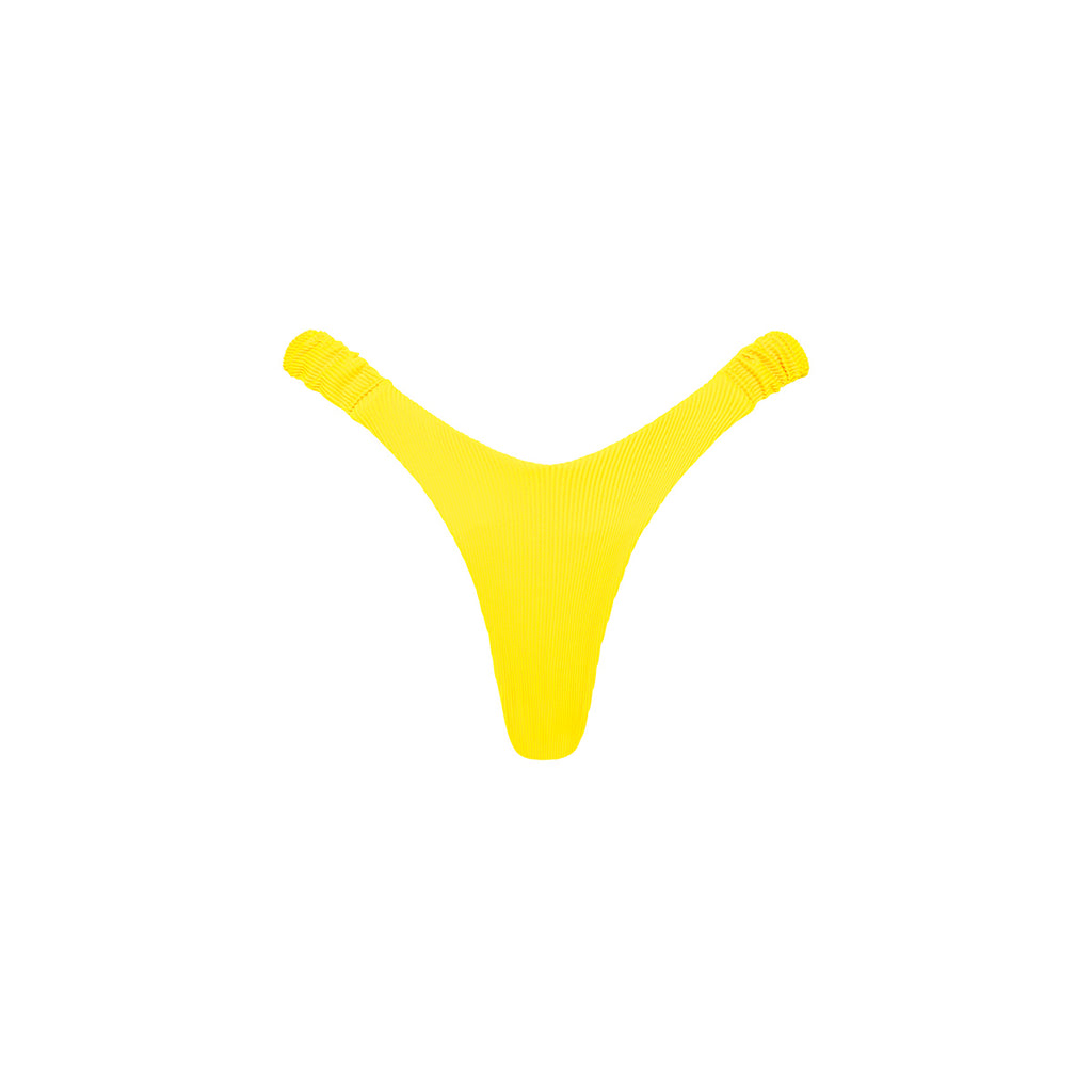Retro Y Thong Bikini Bottom - Sunshine Yellow Ribbed