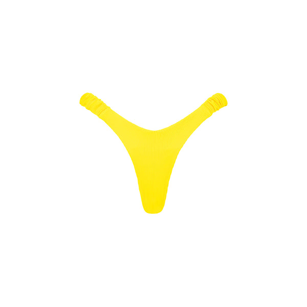 Retro Y Thong Bikini Bottom - Sunshine Yellow Ribbed