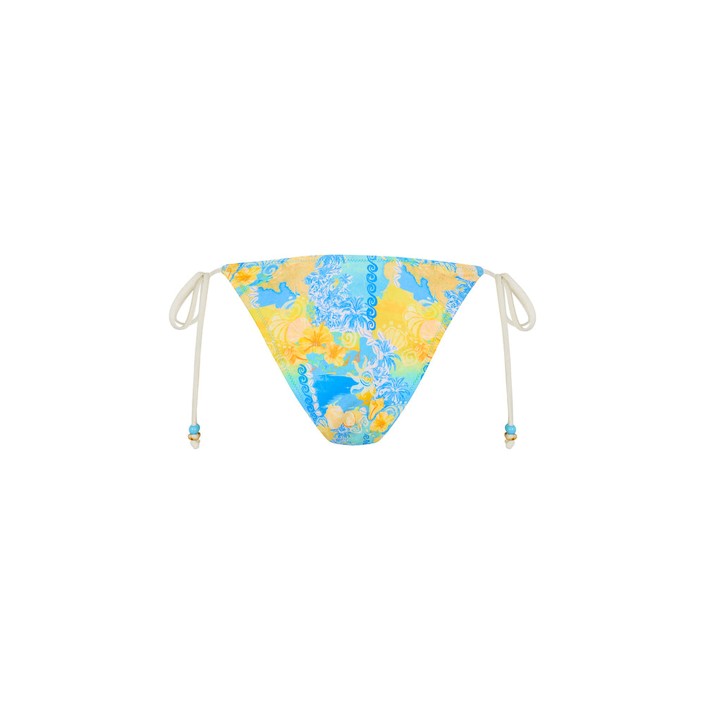 Dipped Cheeky Tie Bikini Bottom - Limoncello Lagoon