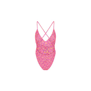 Plunge Cross Back One Piece - Gelato Bloom