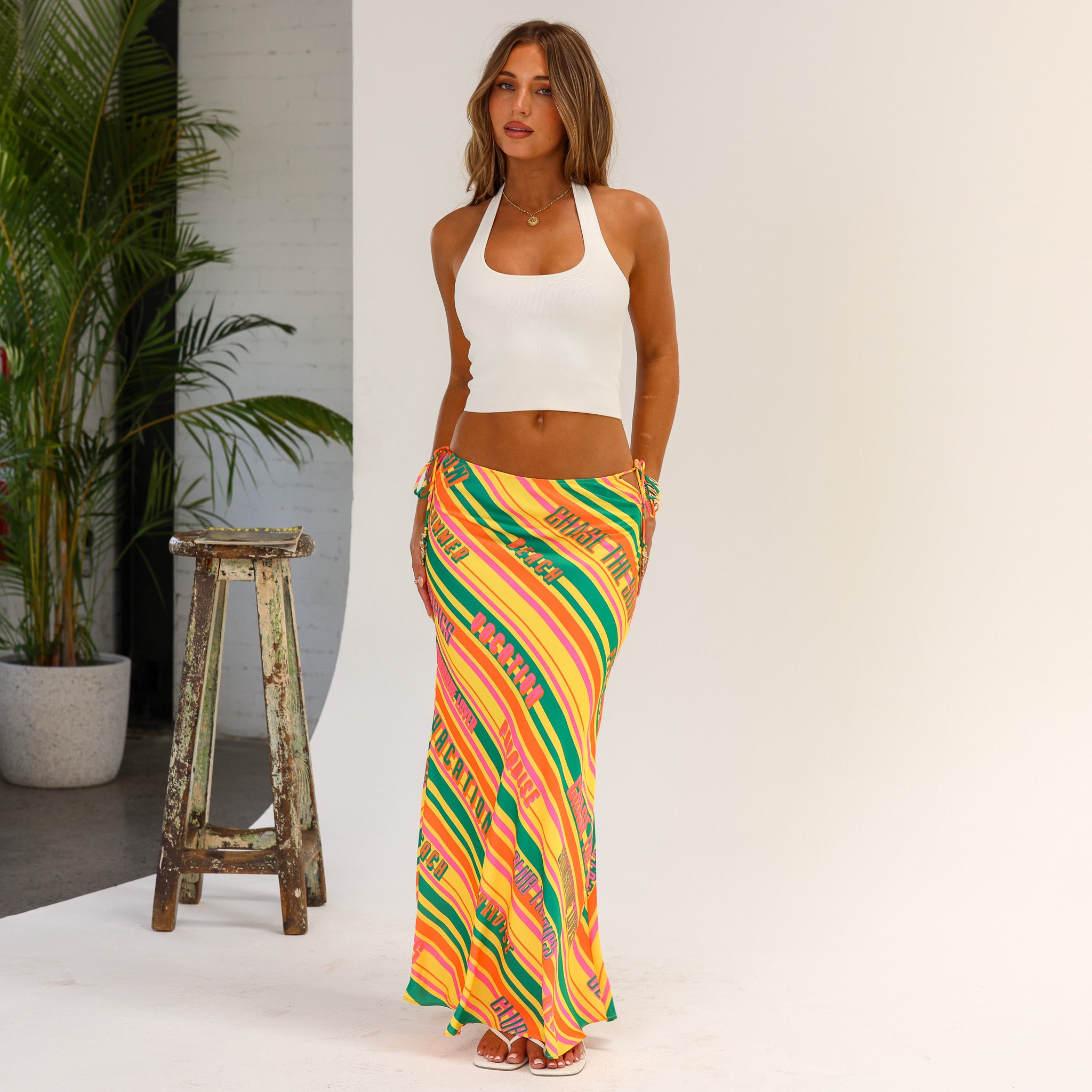 Satin Tie Side Maxi Skirt - Sunshine Lover –Kulani Kinis