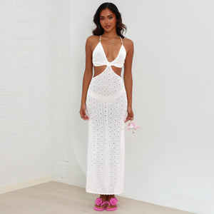 Seaside Knit Maxi Dress - Whipped White