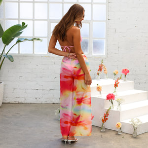Sheer Drawstring Pant - Frangipani Swirl