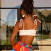 Simple Shirred Tie Crop - Natural White