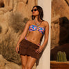 Strapless Bandeau Bikini Top - Electric Palms