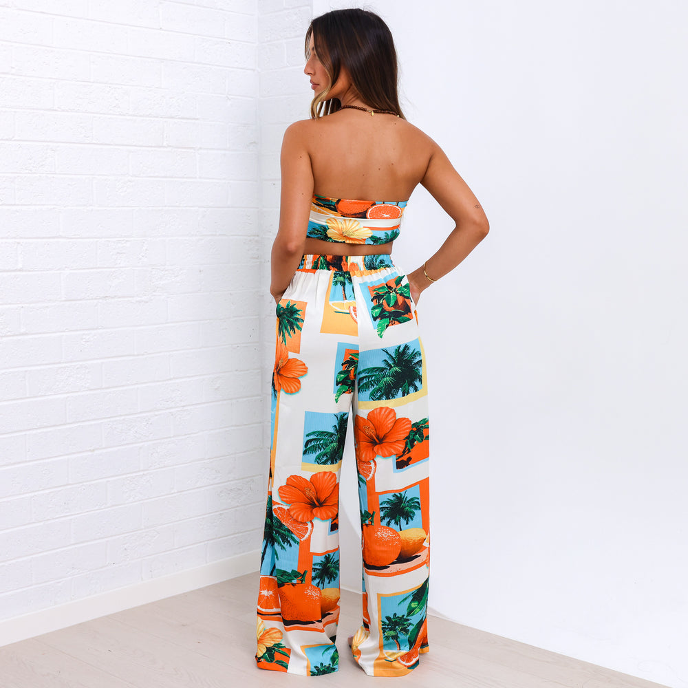 Drawstring Resort Pants - Citrus Sea
