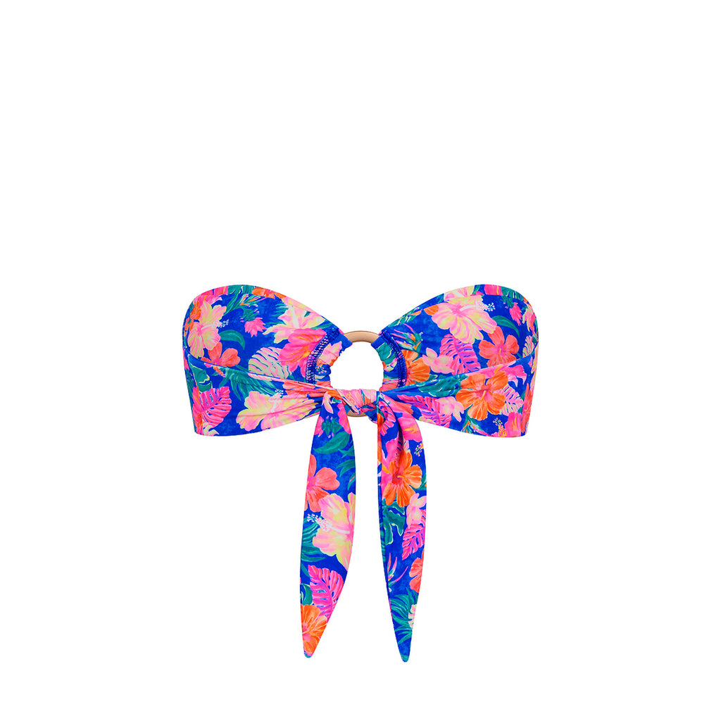 Strapless Bandeau Bikini Top - Electric Palms