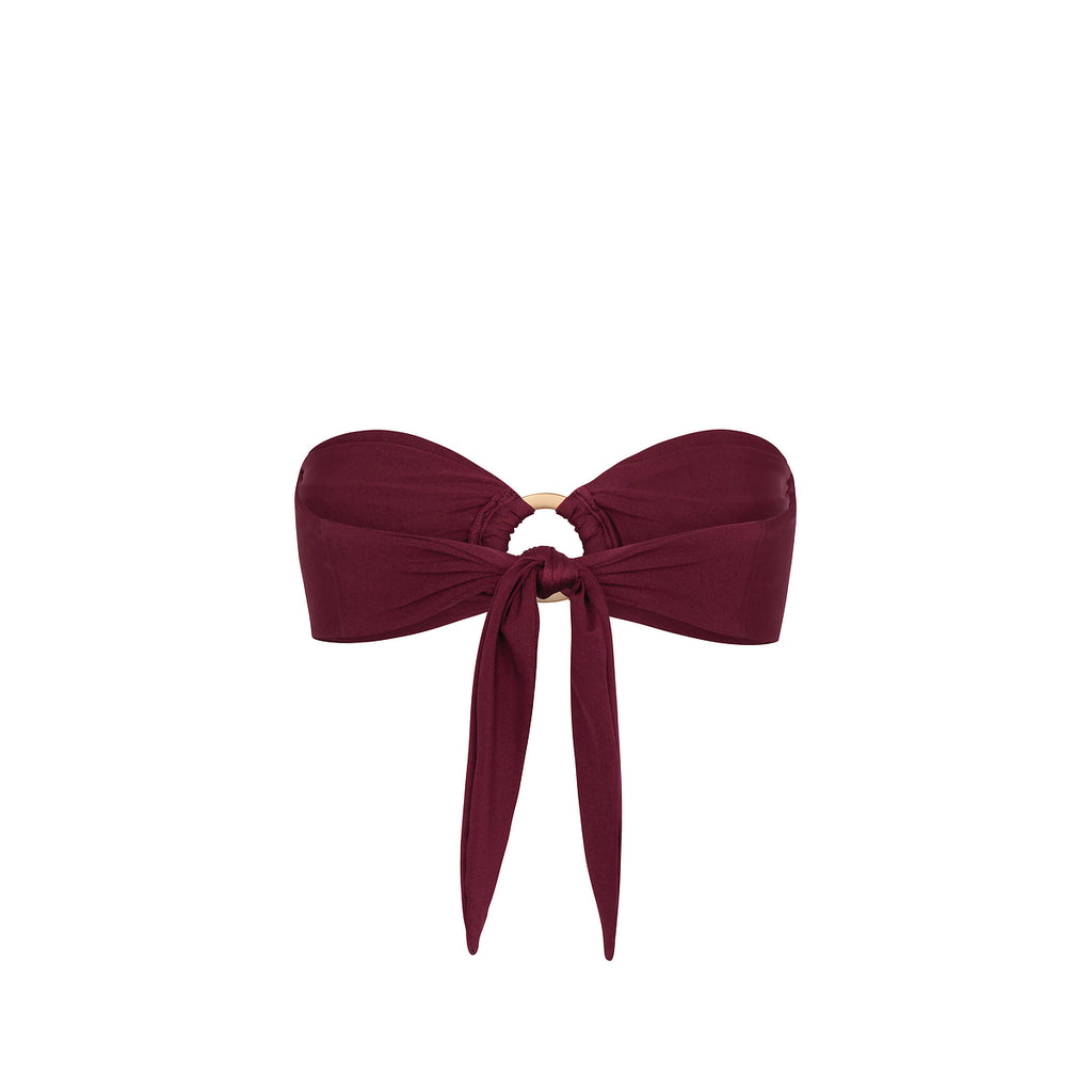 Strapless Bandeau Bikini Top - Sangria