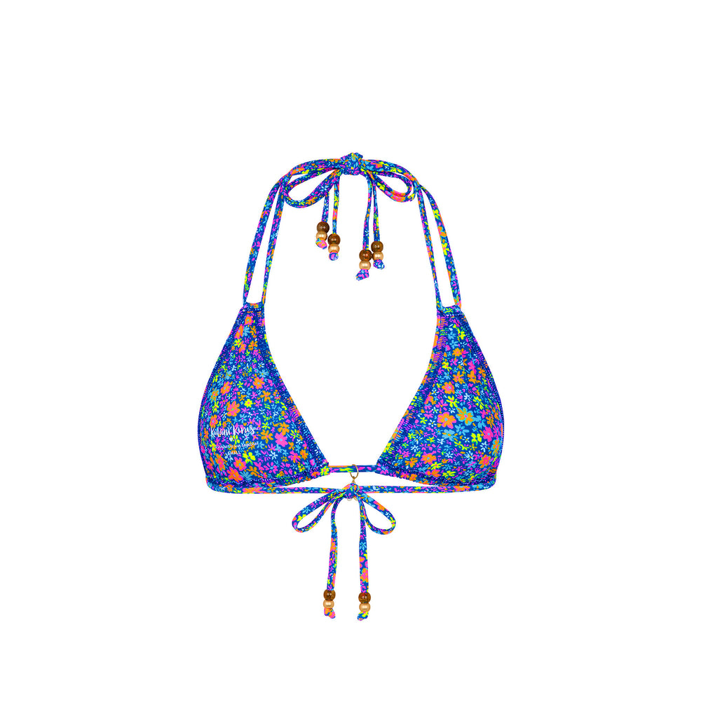 Halter Bralette Bikini Top - Electric Bloom