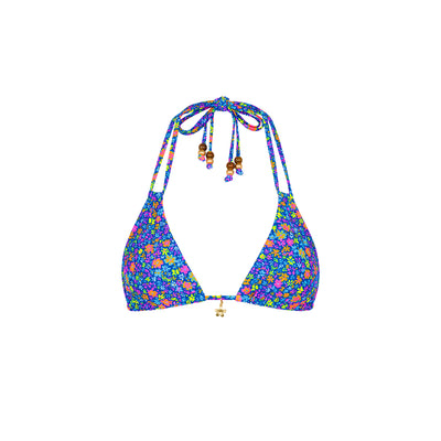 Halter Bralette Bikini Top - Electric Bloom