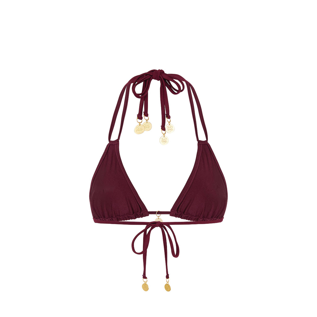 Halter Bralette Bikini Top - Sangria