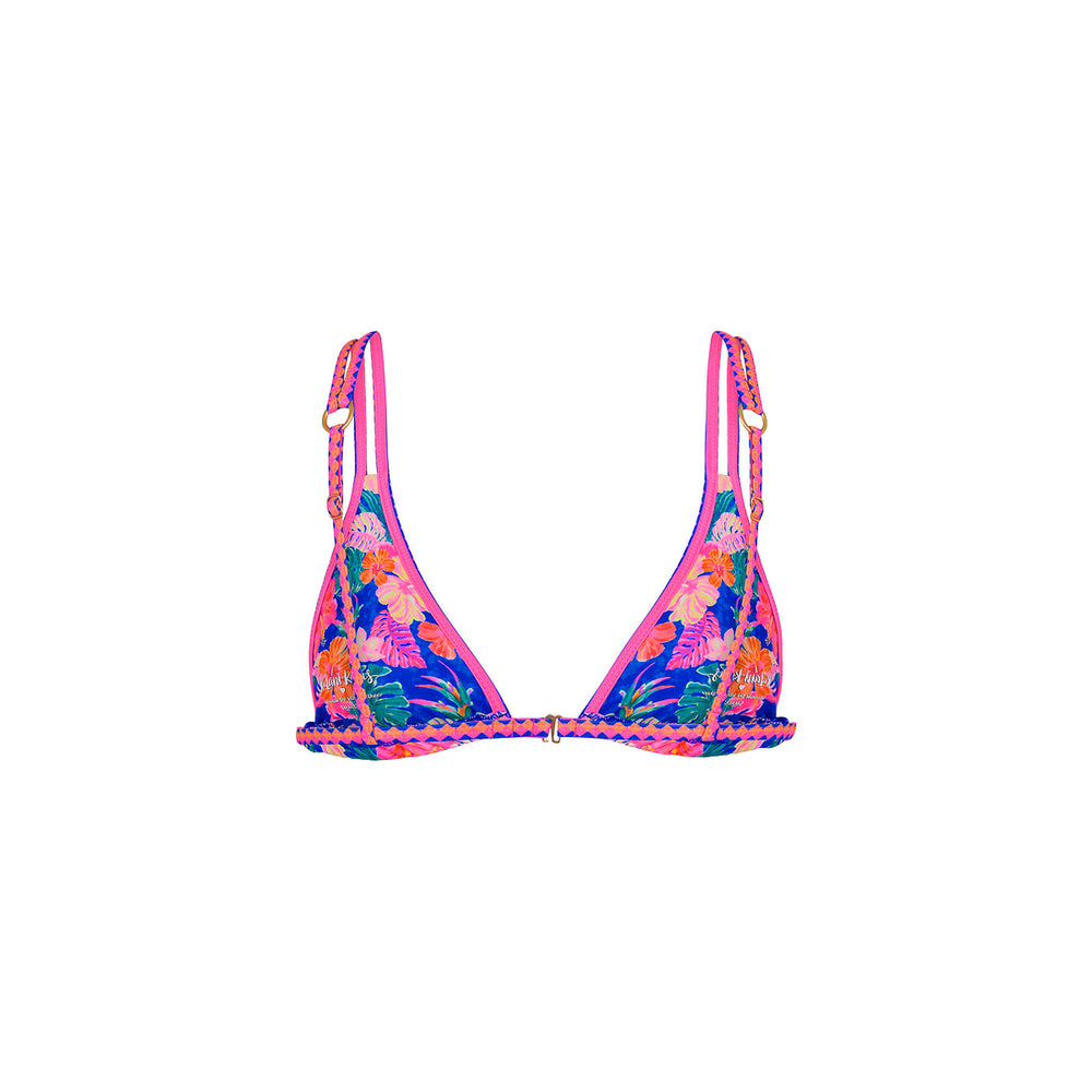 Twin Strap Bralette Bikini Top - Electric Palms