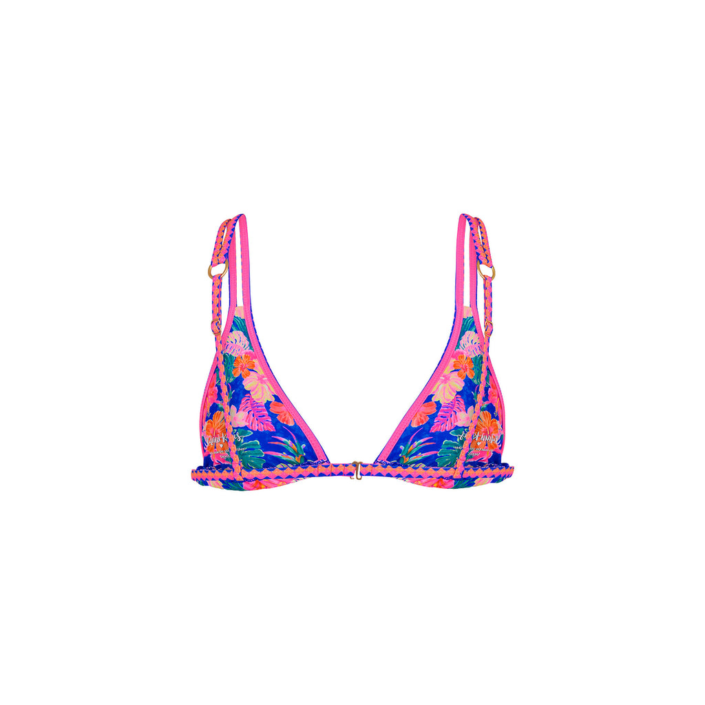 Twin Strap Bralette Bikini Top - Electric Palms