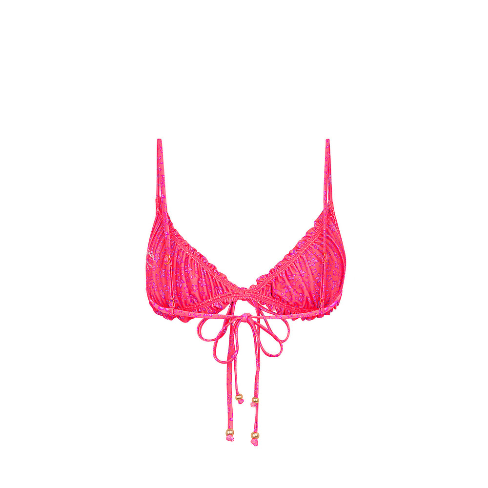 Ruched Bow Bralette Bikini Top - Kiss Me