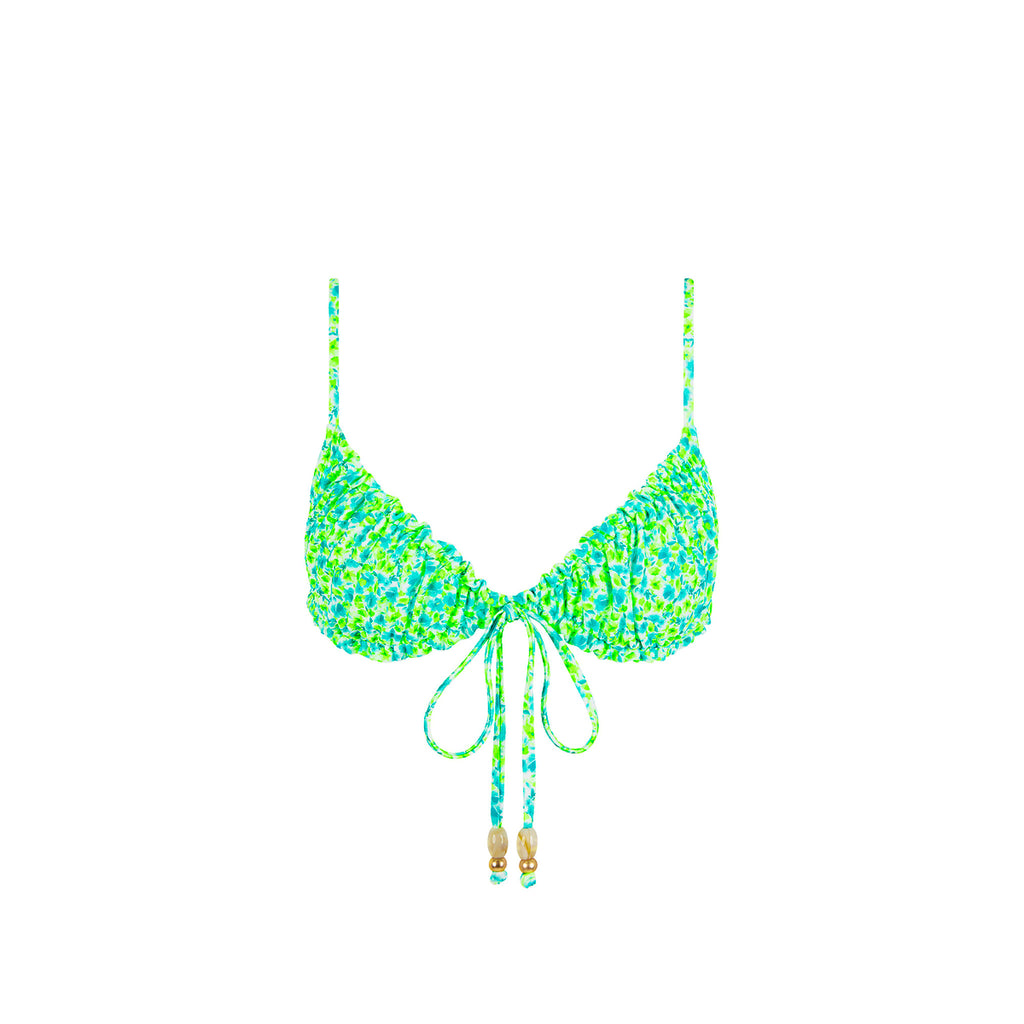 Ruched Bow Bralette Bikini Top - Apple Blossom