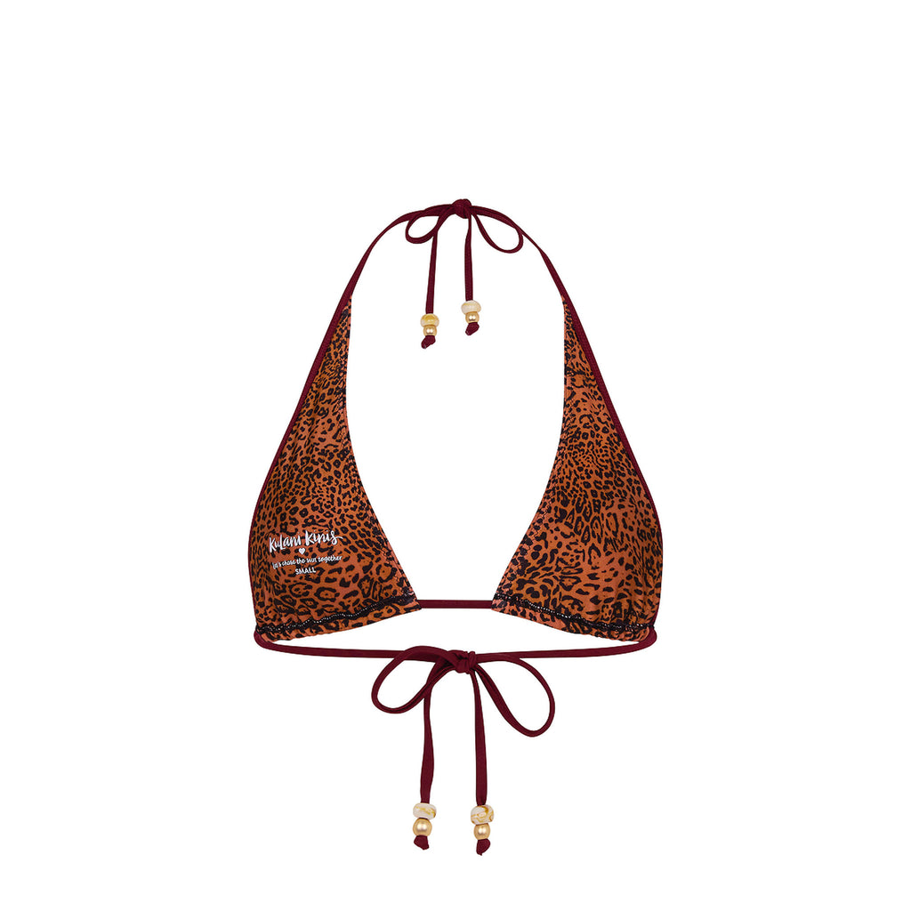 Bind Tie Halter Bikini Top - Wild Rose