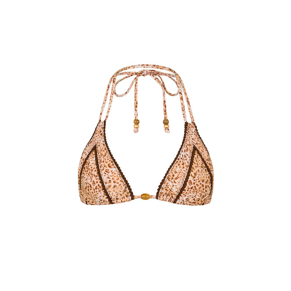 Decorative Panel Halter Bikini Top - Wild Skies