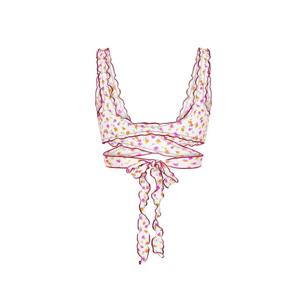 Lettuce Edge Wrap Bikini Top - Rosie Posie