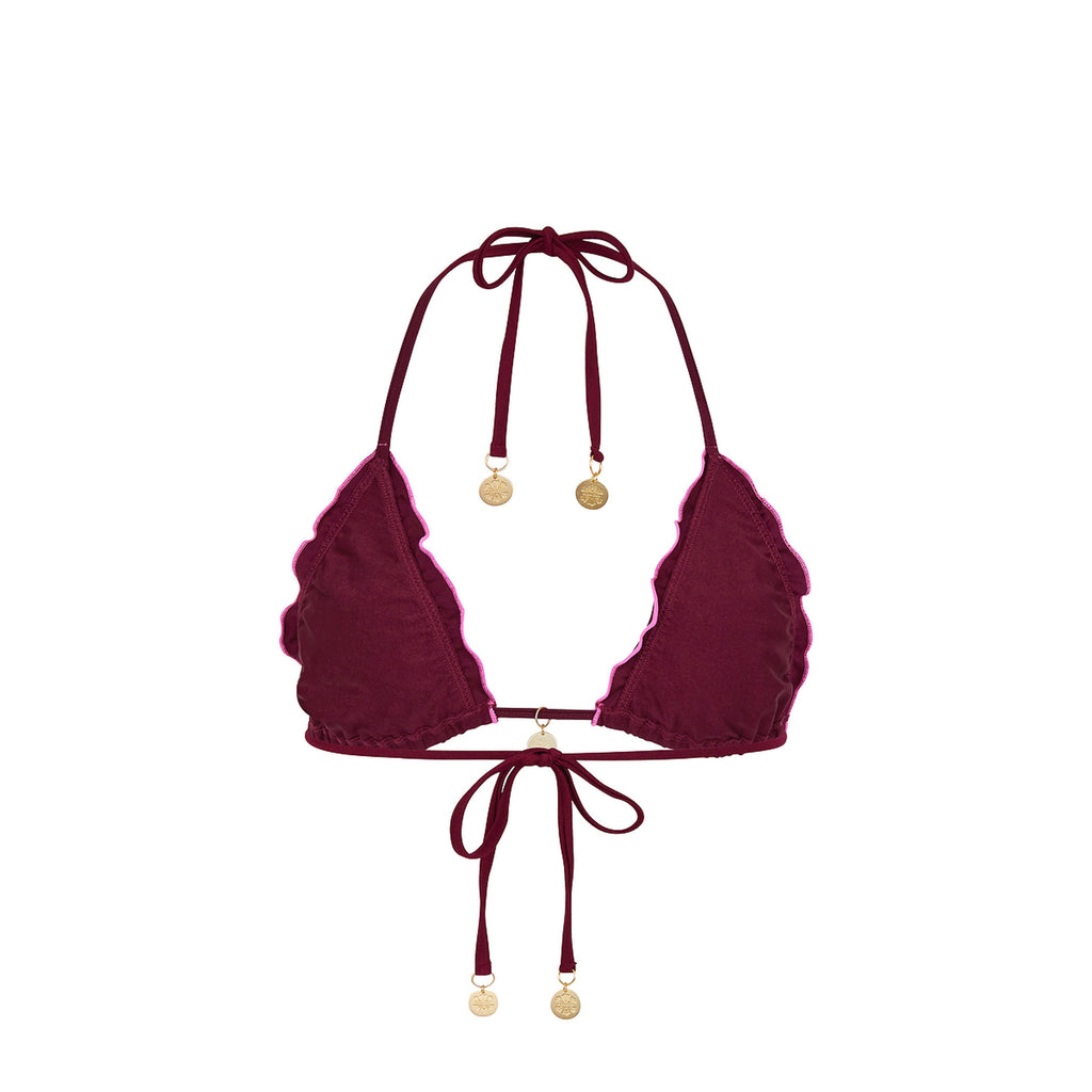 Lettuce Edge Bralette Bikini Top - Sangria Spritz