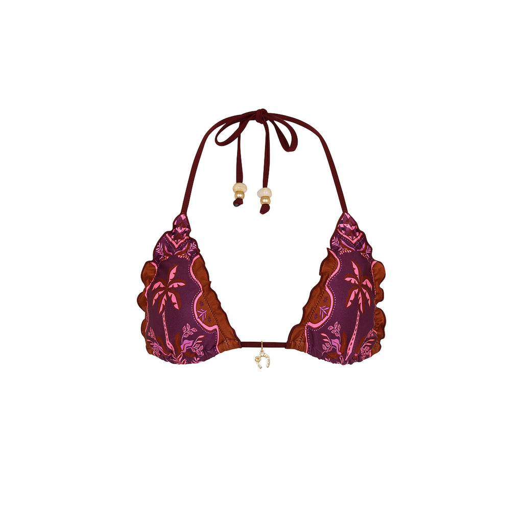 Lettuce Edge Bralette Bikini Top - Whiskey Waves