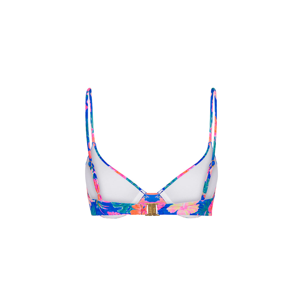 Slim Underwire Bra Bikini Top - Electric Palms