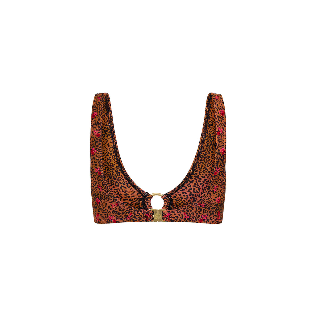 Ring Contour Crop Bikini Top - Wild Rose