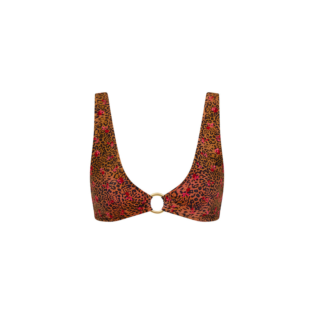 Ring Contour Crop Bikini Top - Wild Rose