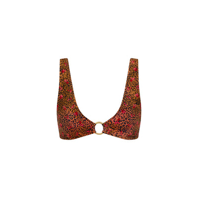 Ring Contour Crop Bikini Top - Wild Rose