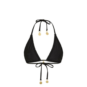 Shirred Triangle Bikini Top - Twilight Black