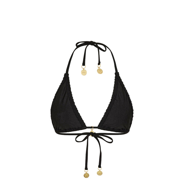Shirred Triangle Bikini Top - Twilight Black