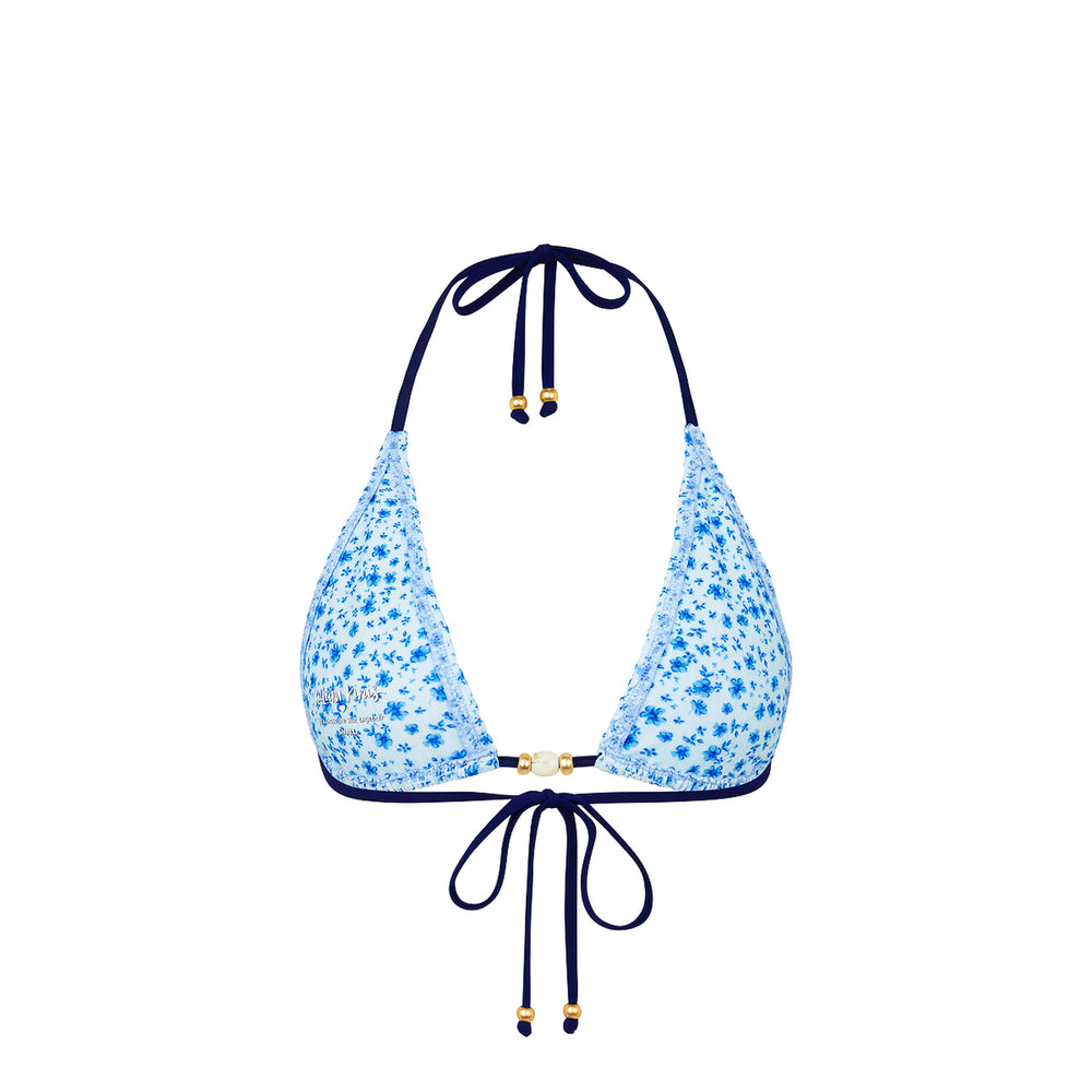 Shirred Triangle Bikini Top - Dream Flower
