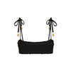 Shirred Crop Tie Bikini Top - Twilight Black