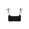 Shirred Crop Tie Bikini Top - Twilight Black