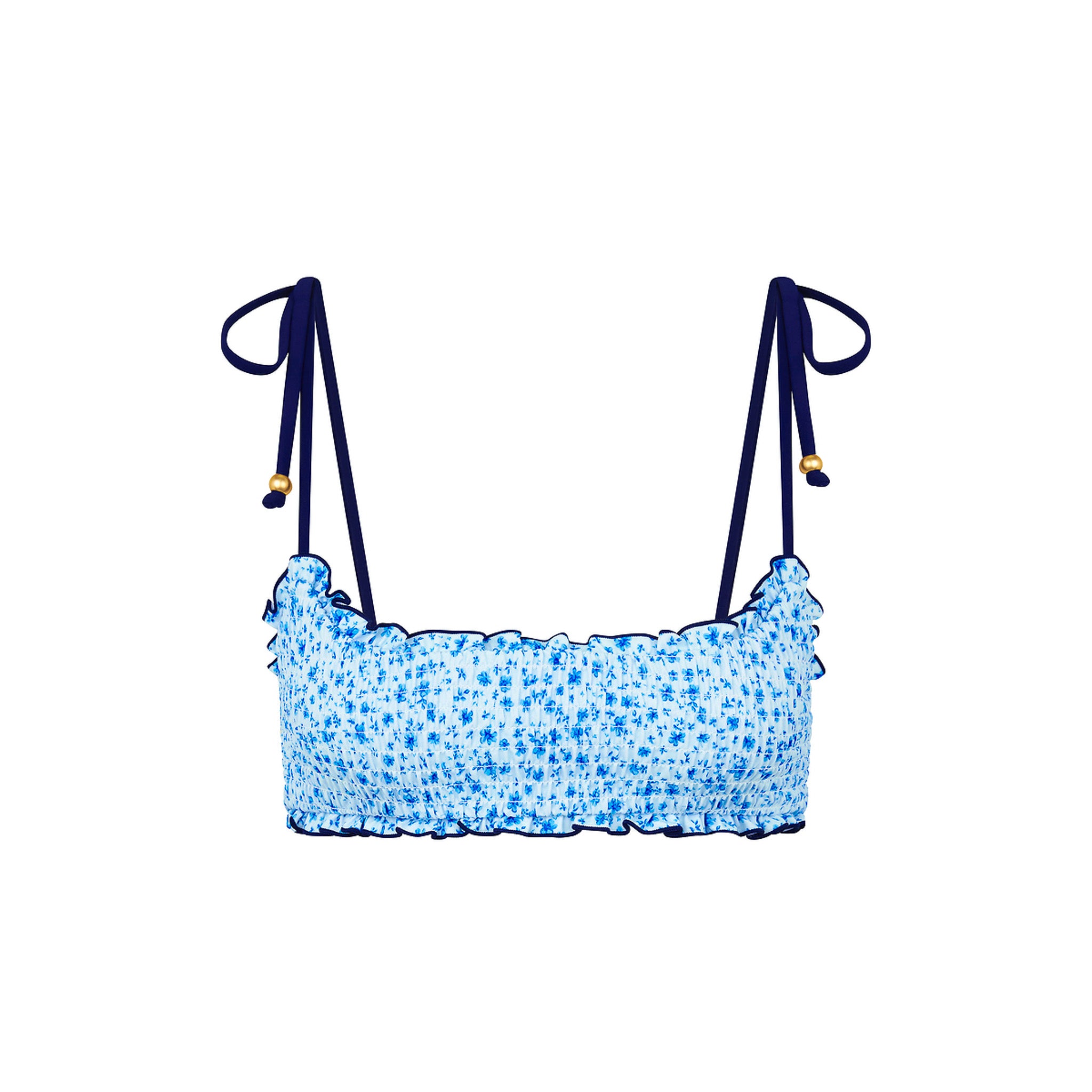 Shirred Crop Tie Bikini Top - Dream Flower –Kulani Kinis