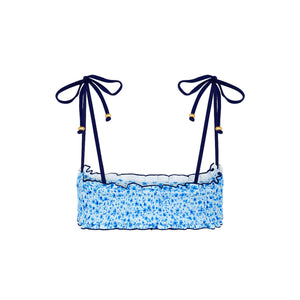 Shirred Crop Tie Bikini Top - Dream Flower