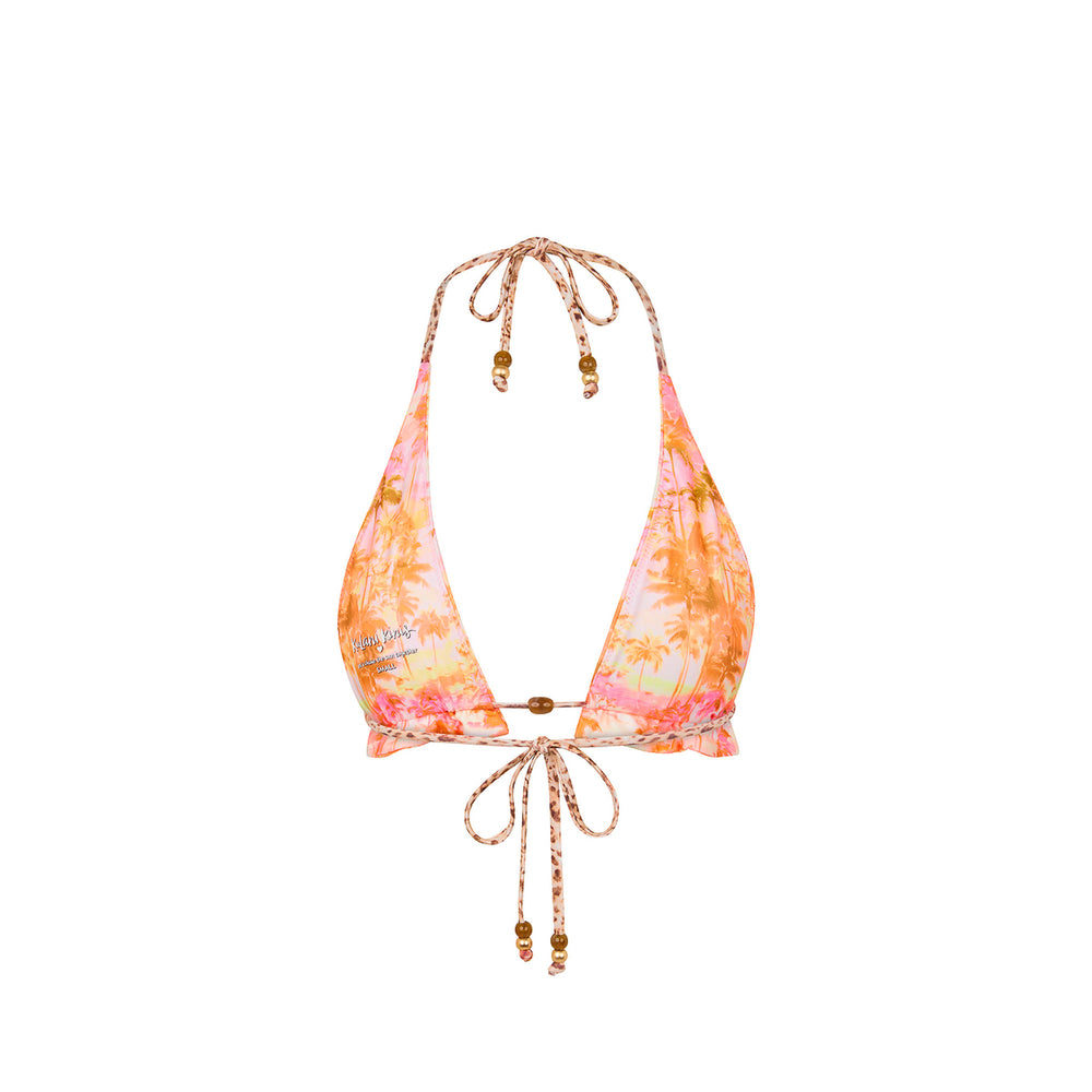 Frill Halter Bralette Bikini Top - Wild Skies