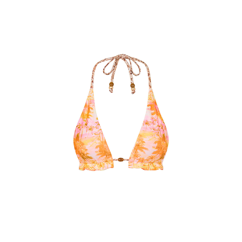 Frill Halter Bralette Bikini Top - Wild Skies