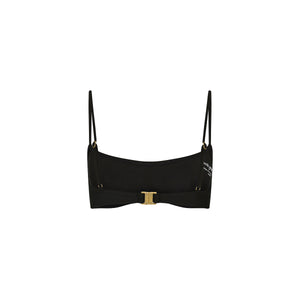 Invisible Underwire Crop Bikini Top - Twilight Black