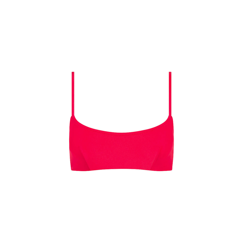 Invisible Underwire Crop Bikini Top - Cherry Crush