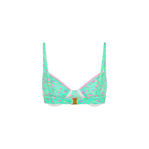 Decorative Ditzy Underwire Bikini Top - Mint Macaron