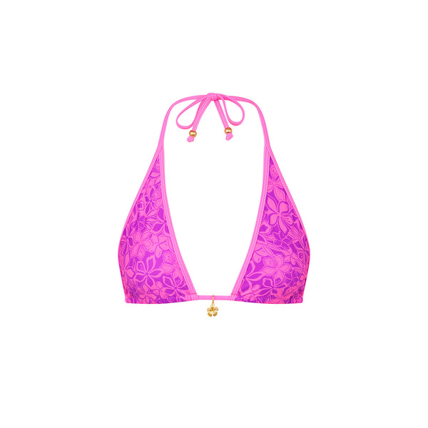 Bind Triangle Halter Bikini Top - Bubble Berry