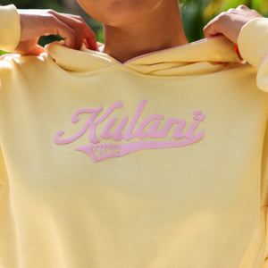 Puff Paint Cropped Hoodie - Custard Cloud