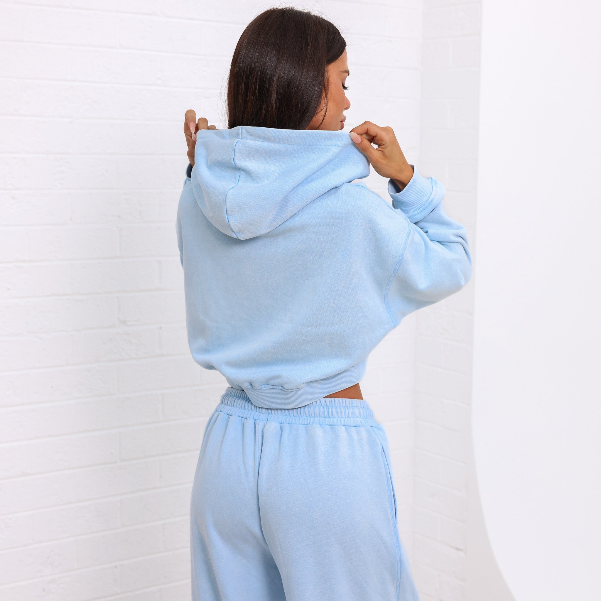 Cropped Zip Through Hoodie - Baby Bluebell –Kulani Kinis