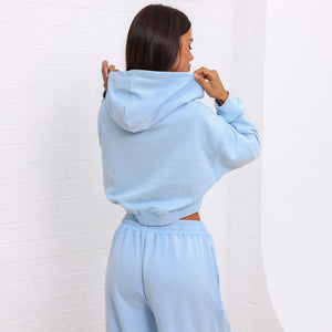 Cropped Zip Through Hoodie - Baby Bluebell