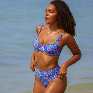 Underwire Bralette Bikini Top - Electric Bloom
