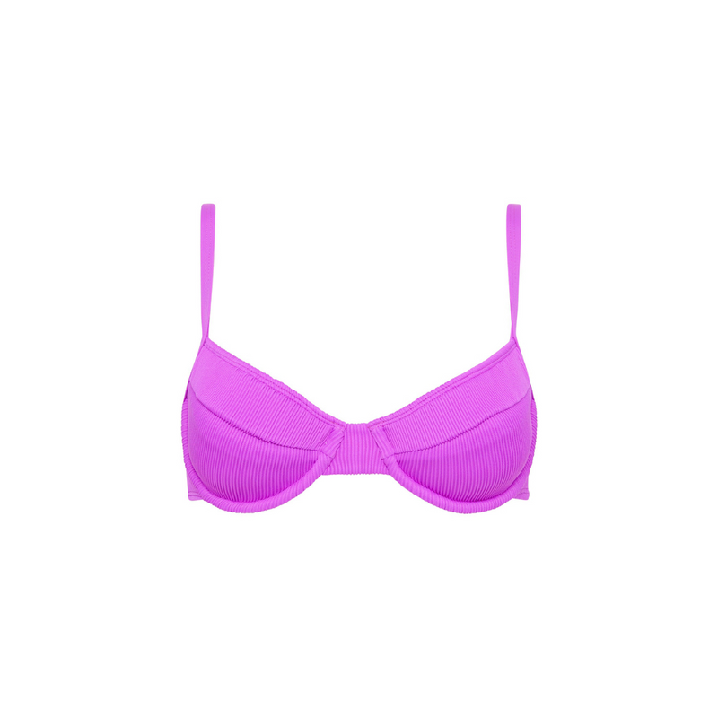 Minimal Full Coverage Bikini Bottom - Electric Violet Ribbed